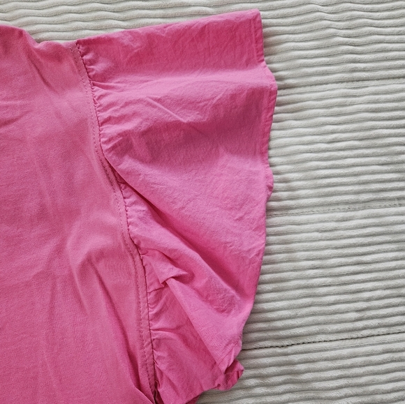 Zara Pink Ruffle Sleeve Kids Top Size 11-12 - Picture 3 of 5